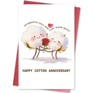 [Coisíní] Happy 2nd Anniversary Card for Women Men, Cute Cotton Anniversary Card Gift for Husband Wi