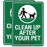 2-Pack Clean Up After Your Dog Signs, 10"x7", Rust Free Reflective Aluminum Yard Signs, UV Protected
