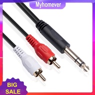 2 RCA to 1/4 inch 6.35mm Stereo Audio Cable Male to Male 1.5m/4.9ft