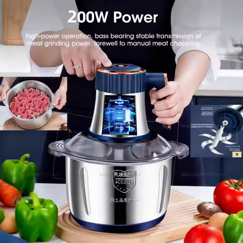 5L Multifunction Stainless Steel Body Kitchen Meat Grinder Electric Supplementary Food Processor 500