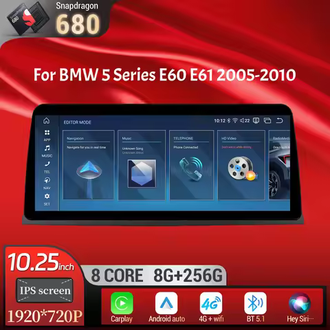 10.25 inch Android 13 For BMW 5 Series E60 E61 2005-2010 Car Radio 4G Wireless Bluetooth Carplay Sna