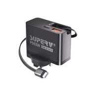 觀塘廣場店現貨 SUPERV – G47 65W 牆壁充電器（GaN技術 + 可收縮Type-C線）