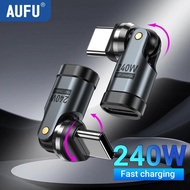 AUFU 240W USB C to Type C OTG Adapter 540 Degree Rotation 5A PD3.1 Fast Charging Cable Converter for