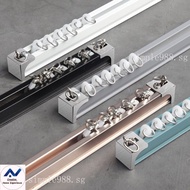 Thickened Aluminum Alloy Curtain Track Slide Mute Side Top Mounted Curtain Straight Track Slide Rail Roman Rod Curtain Rod Single and Double Track VC14