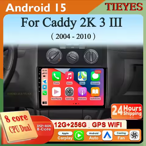 For Volkswagen Caddy 2K 3 III 2004 - 2010 Android 15 2K QLED CarPlay Auto Car Radio Multimedia Video