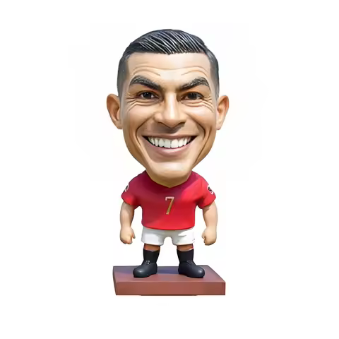 Mini Soccer Player Bobblehead Figurine, Custom Sports Collectible, #7 Jersey, Red Uniform, Home Deco