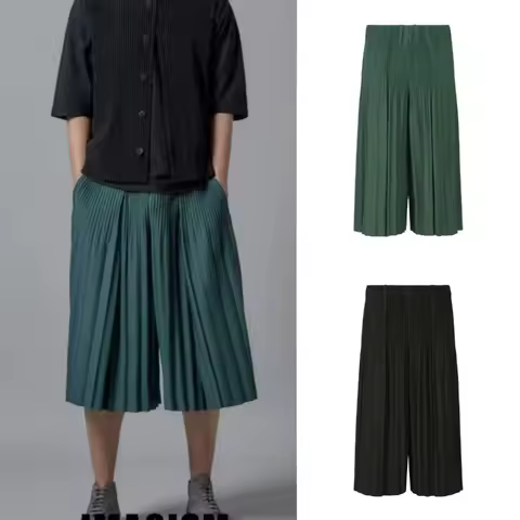 Miyake Pleated Seven Pants Men 2025 Fall New Japanese Senior Sense of Comfort Pleated Casual Loose S