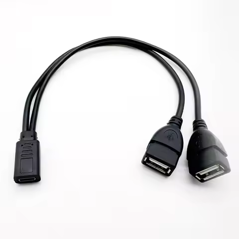 USB C Splitter Charge Cable USB Type C Female to Dual 2 USB 2.0 A Female Splitter Y Charge Connector