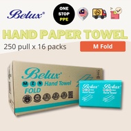 [OneStopPPE] BELUX M FOLD HAND PAPER TOWEL JUNIOR 1PLY 250 SHEETS - 16PACK/CARTON