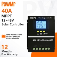 PowMr 40A/60A/80A/100A MPPT Solar Charge Controller 12V 24V 36V 48V จอแสดงผล LCD แบตเตอรี่ตัวควบคุมอ