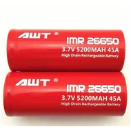 Baterai 26650 AWT 5200mAh Li-Ion Alkaline Isi Ulang Paket Baterai Lithium