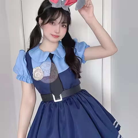 Zootopia Judy Cosplay Dress for Women Cosplay Anime Judy Hopps Dress Cartoon Joint Style Dress Cospl