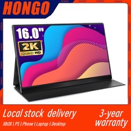 HONGO 16 inch Portable Monitor 2K 2560*1660p 16:10 Resolution 100% RGB USB Type-C QHD Portable Monitor Cheap price IPS U
