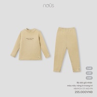 Nous Kid Long-sleeved set, autumn-winter fleece set with warm patterns for boys and girls from 15-23