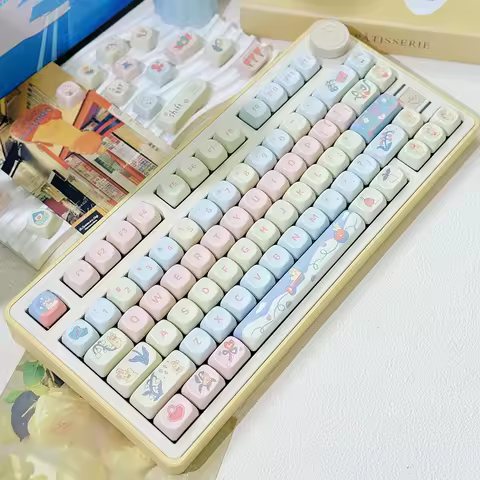95 Keys PBT MOA Profile Secret Garden Cartoon Key Caps for 61/64/68/84/75/87Keys Gaming Mechanical K