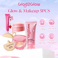 【Raya】Glad2Glow 5In1 Makeup & Skincare Set Cushion+Skin Tint+Lip Serum+Moisturizer+Cleanser Brighten