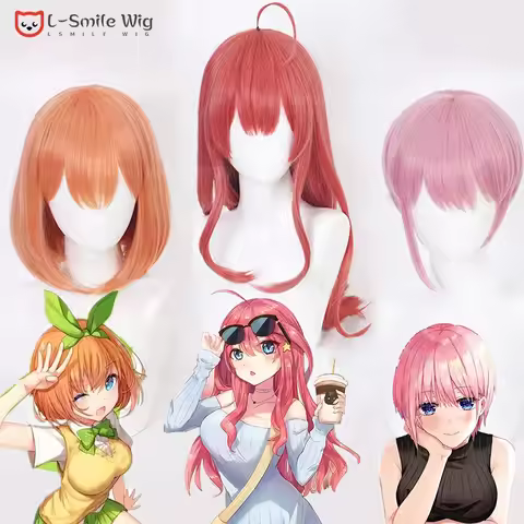 Anime COS Nakano Yotsuba Nakano Ichika Nakano Itsuki Cosplay Wig Heat Resistant Wigs + Wig Cap