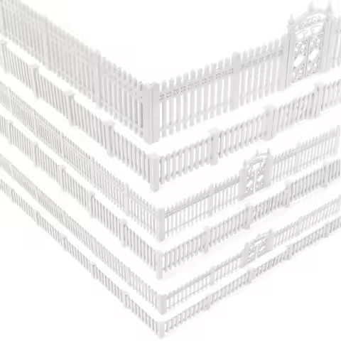 Eevemodel O HO N Scale White Building Fence Wall for Model Trains Diorama Scene