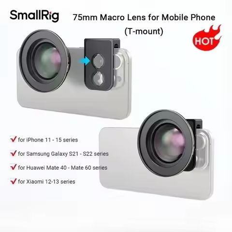 SmallRig 4588 75mm Macro Lens T-mount for iPhone Samsung Huawei Xiaomi Vivo Mobile Phone