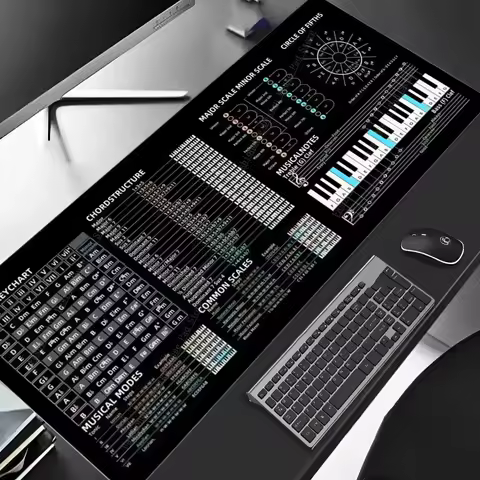 Music Theory Shortcuts Mouse Pad XXL 90x40cm DAW Hotkeys Non-Slip Desk Mat for Logic Pro/Ableton Pro