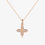 18K White Gold Clover Clavicle Necklace Female Rose Niche Design Valentine's Day Gift for Girlfriend