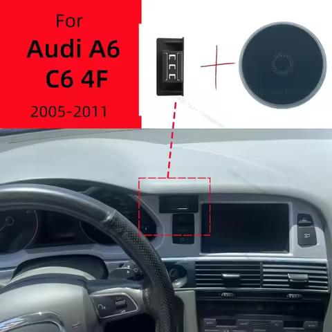 Magnetic Holder For Audi A6 C6 4F 2005-2011 15W Wireless Charging Special Fixed Bracket Base MagSafe