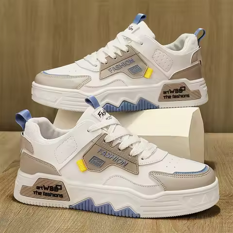 Men's Street Fashion Skateboard Shoes Versatile Sport Casual Sneakers Youth College Style White Shoe