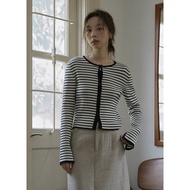 บล็อกสีแขนลายทางแยกคอกลมถักเปิด คาร์ดิเกน เสื้อท่อนบน Nice People เดินทางสไตล์ไนลอน โพลีเอสเตอร์ ผ้า