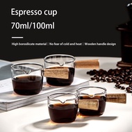 Coffee Cup Wooden Handle Heat-resistant Glass Espresso Coffee Pouring Cups Pot