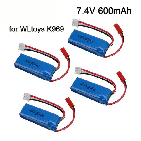 Upgrade 7.4V 600mAh Lipo Battery for WLtoys K969 K979 K989 K999 P929 P939 RC Car Parts 2s 7.4v Batte