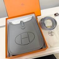 愛馬仕 mini Evelyne 木偶灰金釦