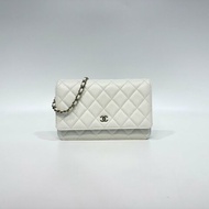 CHANEL白色荔枝皮淡金釦下蓋WOC AP0250