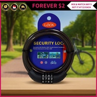 (FOREVER $2) 4-Digit Bicycle Lock Steel Cable Anti-Theft Security Durable, Portable, Easy to Use