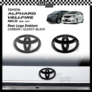 Toyota Alphard/Vellfire ANH20 2008-2014 Rear Logo Emblem Carbon Fiber Black Bonnet Accessories