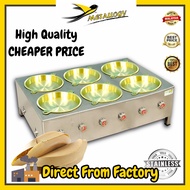 Metallogy Stainless Steel 6 Burner Pancake Gas Stove 7 Inch / Dapur Gas Stove Apam Balik 6 Kepala /Dapur Kuih Ban Chan