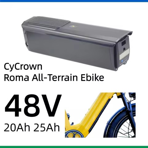CyCrown Bikes 48V 20Ah 25Ah Integrated Lithium-Ion Battery for Cycrown Roma All-Terrain Ebike