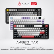 Ajazz AK820 MAX 75% Three Mode RGB Mechanical Gaming Keyboard TFT Color Screen - Volume Knob