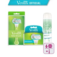 [Bundle of 3] Gillette Venus Extra Smooth Shaving Kit - 1 Handle + 6 Refills / Cartridges + Shaving 