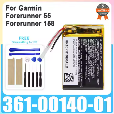 Brand-New 361-00140-01 Watch Battery For Garmin Forerunner 55 / 158 GPS Watch Replacement Bateria + 