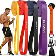 Set of 4 resistance belts (up to 90 lbs/41 kg), fitness straps with TPE with door anchors and handle