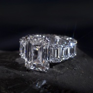 Messi Jewelry engagement ring PT950 gold 8ct emerald cut lab grown diamond ring