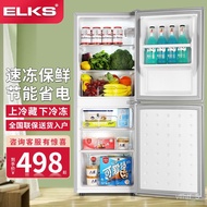 cut price mini fridge🉐QM ELKSRefrigerator Small Household Freezer Double Door Two-Person Mini Freezer Dormitory Rental E