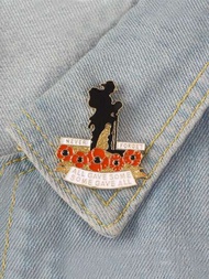 1 pieza Para mujeres, Broche de solapa con forma de amapola de aleación de zinc, decoración para mochila o broche con diseño de soldado de la Legión Británica
