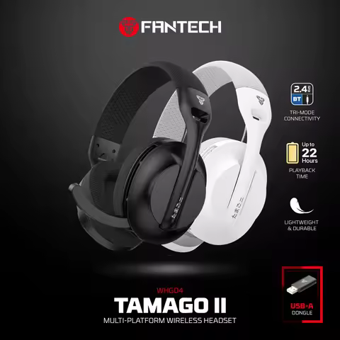 FANTECH WHG04 TAMAGO II Gaming Headphones BT5.3 Low Latency 2.4G Wireless Headset With ENC Microphon