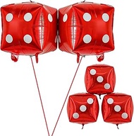 Dice Foil Balloons Red 5Pcs Large Cube Foil Balloons Inflatable Dice 4D Aluminum Mylar Balloon for K