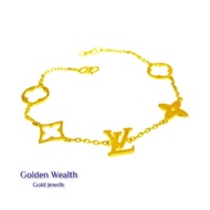 🌈916 Solid Luxury Design Gold Bracelet Gelang Tangan Padu LV Emas 916🌈