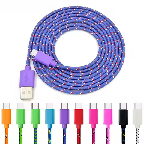 Nylon USB A to Type C Charging Cable 2A Fast Charger Data Cord For Xiaomi Huawei Samsung Android Pho
