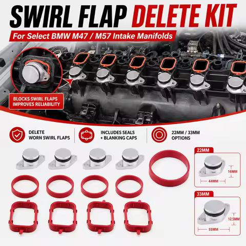 BMW M47 M57 Swirl Flap Delete Kit 4PCS 22mm 33mm Intake Manifold Blanks Plugs Repair Kit for E46 E90