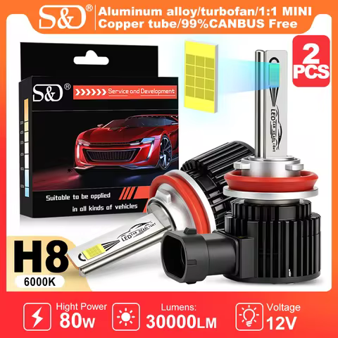 S&D H8 H11 LED CANBUS Fog Light Bulbs 80W H7 LED HeadLight 9005 HB3 9006 HB4 6000K Led Daytime Runni