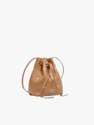 BIMBA Y LOLA - HAZELNUT SMALL LEATHER BUCKET BAG